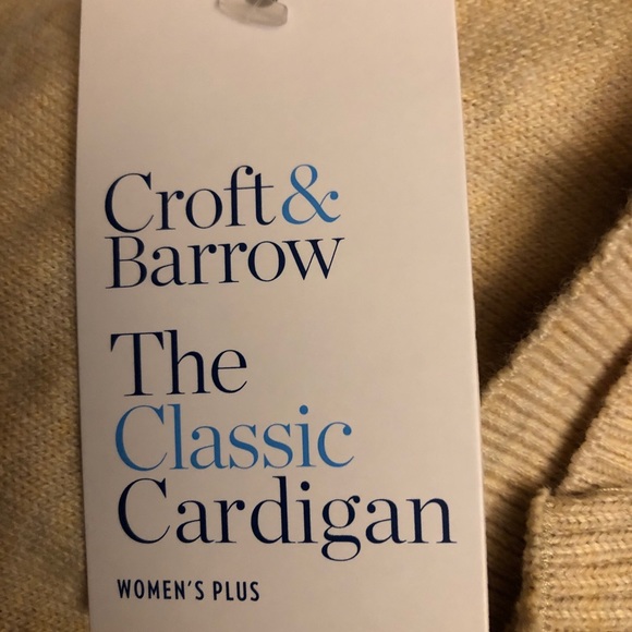 CROFT & BARROW Cardigan Size 5X Womens Oatmeal Open Front Side Slits New - Picture 6 of 9